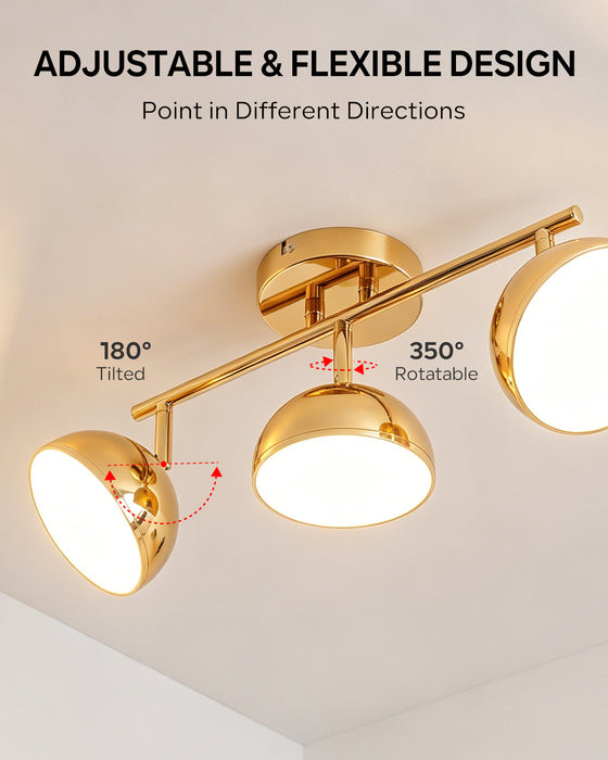 LVWIT Luminaire Plafonnier LED 3 Spots Doré, Spots de Plafond Abat-jour Hémisphérique, Luminaires Intérieur Socle Linéaire Avec ampoule GX53, Convient au Couloir, Cuisine, Chambre