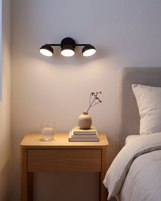 LVWIT Luminaire Plafonnier LED 3 Spots Noir, Spots de Plafond Abat-jour Hémisphérique, Luminaires Intérieur Socle Linéaire Avec ampoule GX53, Convient au Couloir, Cuisine, Chambre