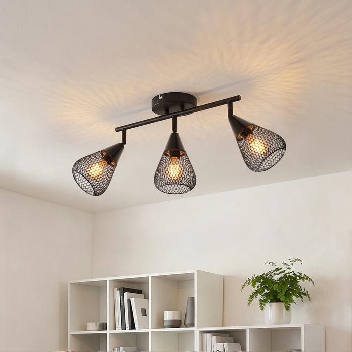 LVWIT Faretti LED da Soffitto Orientabili con 3 Luci E14, Faretto da Interno Moderna, Faretti Soffitto per Barra, Salotto,Cameretta, Cucina (Senza Lampadina) [Classe di efficienza energetica A]