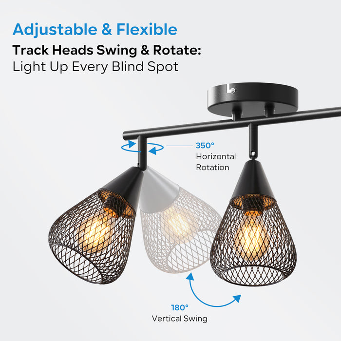 LVWIT Faretti LED da Soffitto Orientabili con 4 Luci E14, Faretto da Interno Moderna, Faretti Soffitto per Barra, Salotto,Cameretta, Cucina (Senza Lampadina) [Classe di efficienza energetica A]