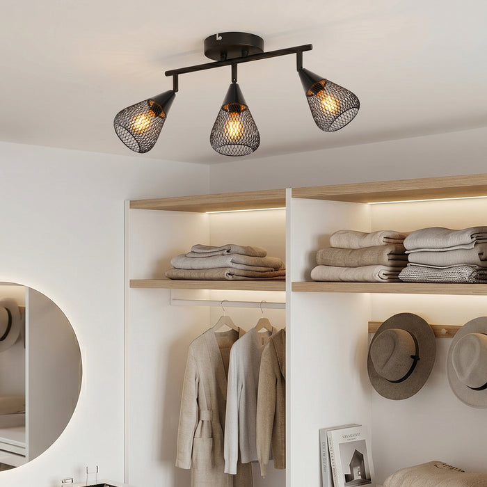 LVWIT Faretti LED da Soffitto Orientabili con 3 Luci E14, Faretto da Interno Moderna, Faretti Soffitto per Barra, Salotto,Cameretta, Cucina (Senza Lampadina) [Classe di efficienza energetica A]