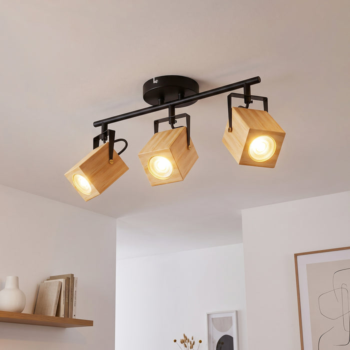 LVWIT Faretti LED Soffitto GU10 Orientabili Nero,Faretto Interno 3 Luci Soggiorno e Cucina [Classe di efficienza energetica A]