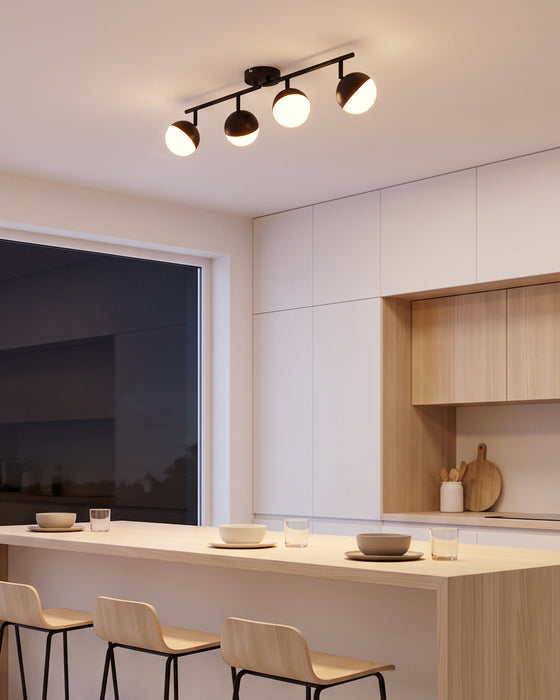 LVWIT Faretto da Soffitto Nero,Faretto 4 Luci attacco G9(Lampadine Escluse) [Classe di efficienza energetica A] Faretti Orientabile, Paralume in Alluminio e PC, per Soggiorno, Sala da Pranzo, Camera da Letto e Corridoio
