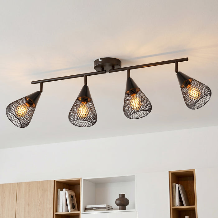 LVWIT Faretti LED da Soffitto Orientabili con 4 Luci E14, Faretto da Interno Moderna, Faretti Soffitto per Barra, Salotto,Cameretta, Cucina (Senza Lampadina) [Classe di efficienza energetica A]