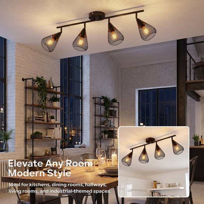 LVWIT Faretti LED da Soffitto Orientabili con 4 Luci E14, Faretto da Interno Moderna, Faretti Soffitto per Barra, Salotto,Cameretta, Cucina (Senza Lampadina) [Classe di efficienza energetica A]