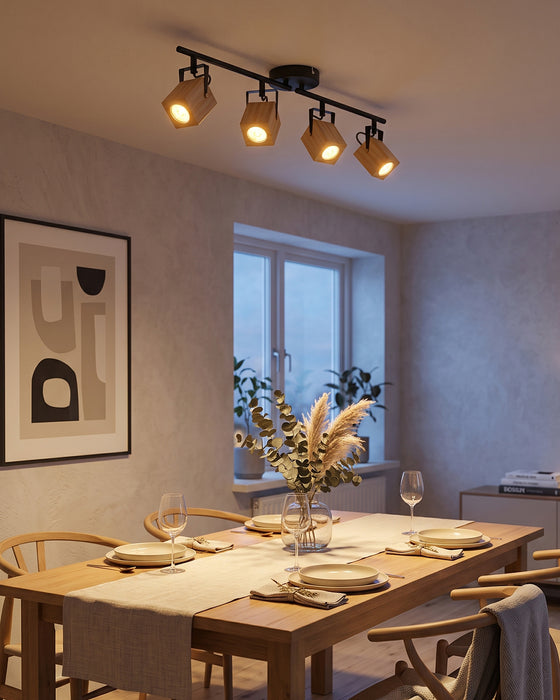 LVWIT Faretti LED Soffitto GU10 Orientabili Nero, Faretto Interno 4 Luci [Classe di efficienza energetica A]