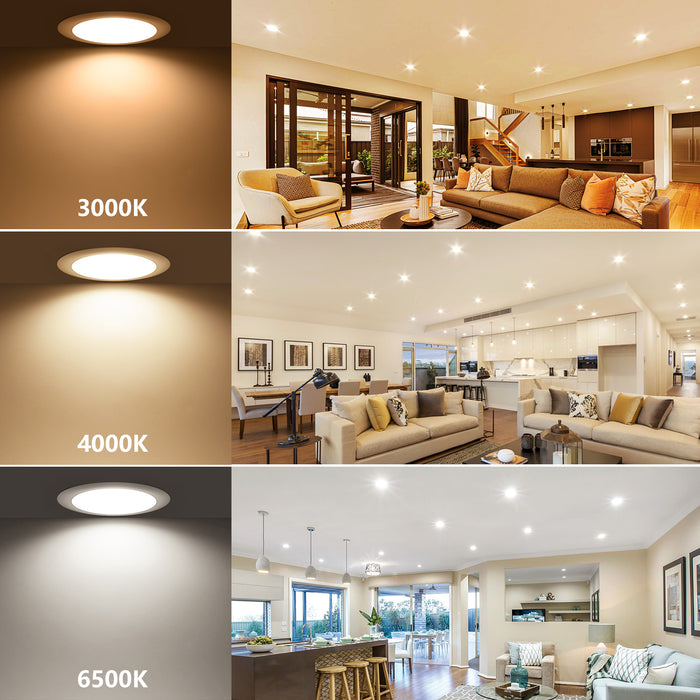 LVWIT Downlights for Ceiling,24W Led Recessed Downlight Ceiling,Round Panel Light,Dimmable Led Spot Lights,2650LM,3000K,4000K,6500K,Spotlights Ceiling Lights for Bathroom Kitchen Living Room(4 PCS）