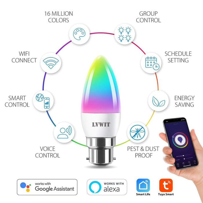 B22 Smart Candle Bulbs, C37 470Lm