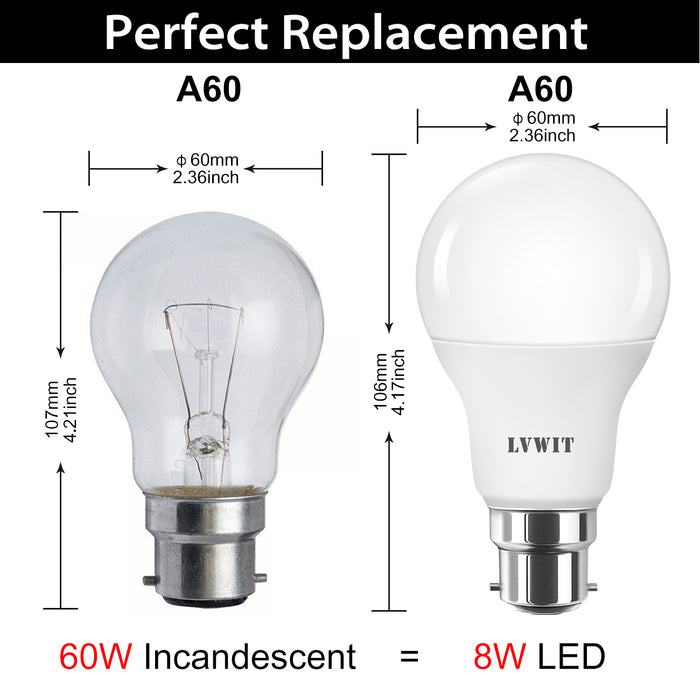 B22 LED Glühbirnen, 806Lm A60 4000K