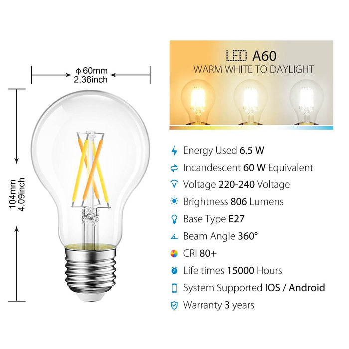 E27 Smart WiFi LED Lampadina 806Lm