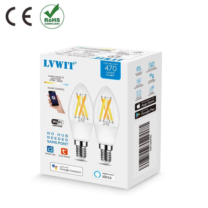 E14 Smart Wifi LED Bulb, C35 470Lm