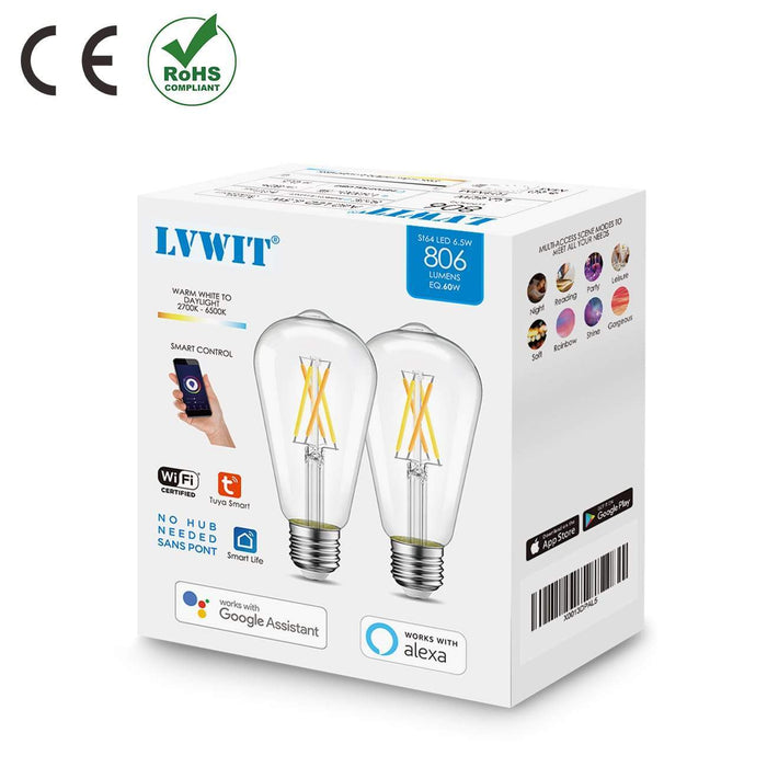 E27 Smart WiFi LED Bulb ST64 806Lm