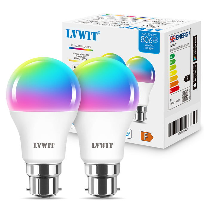 WiFi Bulb B22,1055Lm/806LM , 10W/8.8W Replace 80 /60W, B22 RGB Bulbs Smart Life Bulbs