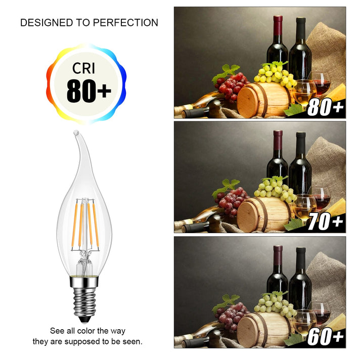 E12 Flame Tip LED Light Bulbs, 420Lm B11