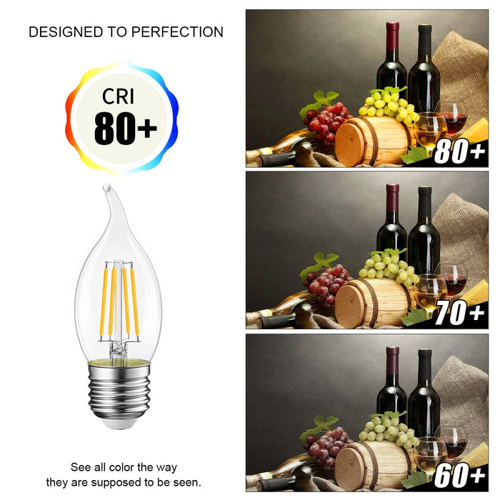 LVWIT E26 Flame Tip LED Light Bulbs, 500Lm B11