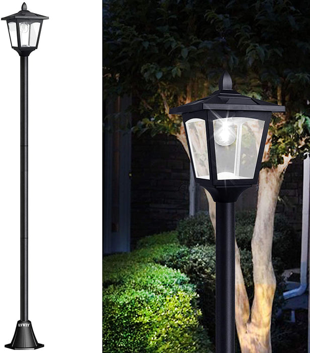LVWIT 67" Solar Lamp Post Lights Outdoor 50 Lumens, Solar Powered Vintage Street Lights for Garden, Lawn, Pathway, Driveway