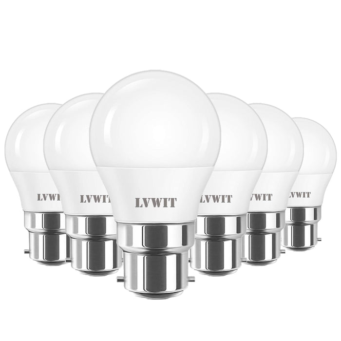 6.5W B22 Golfball LED Light Bulbs,  Bayonet 60W Equivalent, 806Lm,2700K