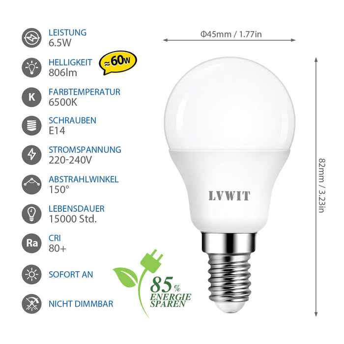 E14 LED Glühbirnen, P45 806Lm