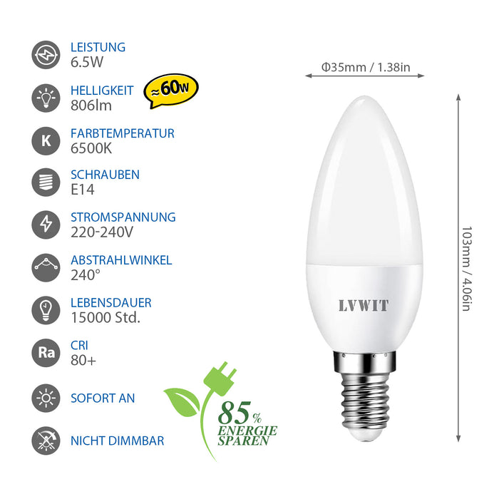 E14 Kerzenlampen, C37 806Lm