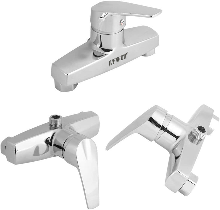 LVWIT Shower Mixer Taps, Shower Water Mixer Zinc Alloy Bathroom Bathtub Single Handle Faucet Wall Mounted Hot and Cold Water Mixing Shower Mixer Tap Rv Shower Faucet