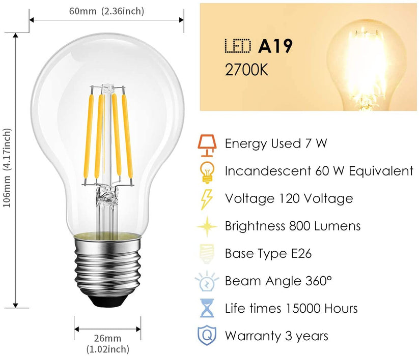 E26 LED Light Bulbs, 800Lm A19