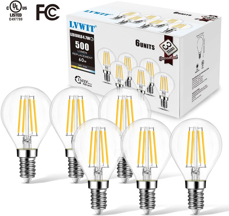 E12 LED Globe Bulbs, 500Lm G14