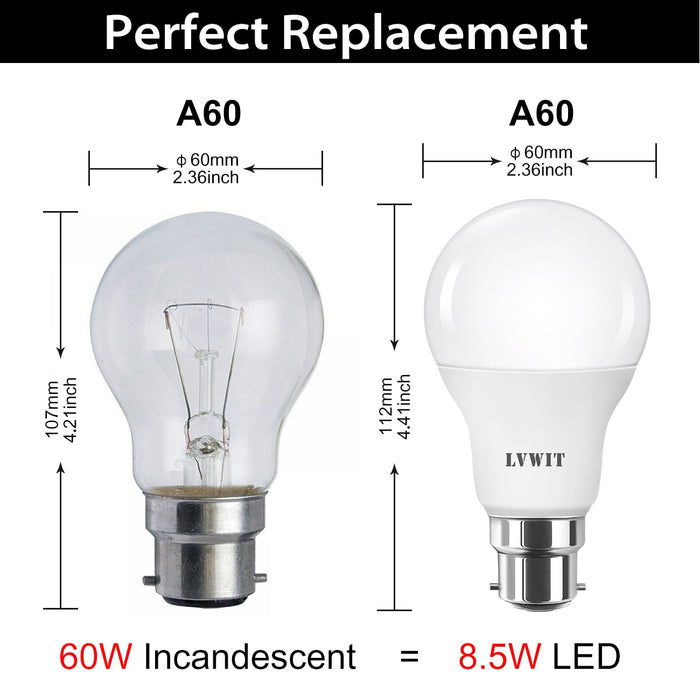 B22 LED Bombillas LEDs, 806Lm A60 9Unidades
