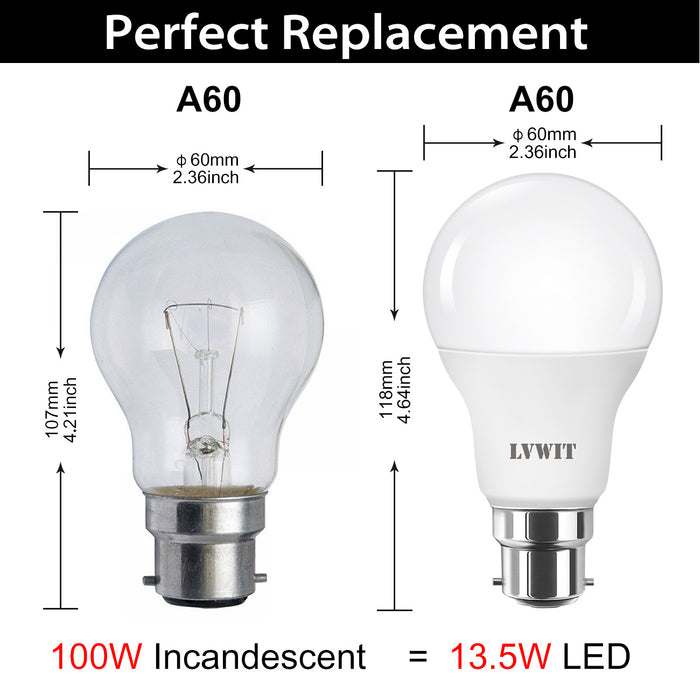 B22 LED Ampoule LED, 1521Lm A60 6500K