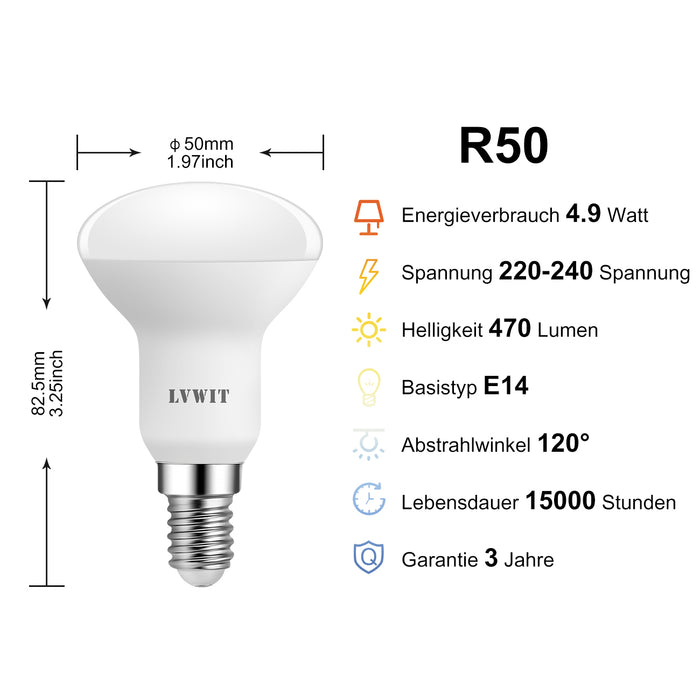 E14 LED Reflektor Glühbirnen, R50 470Lm 6500K