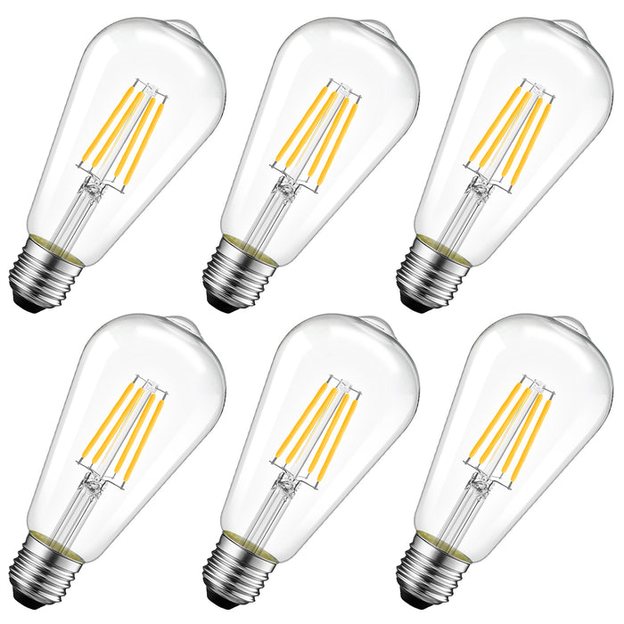 E27 LED Filament Glühbirne, ST64 Klar 6.5W