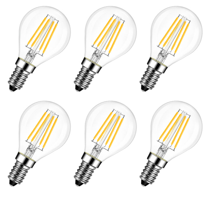 E14 LED Glühlampe Filament, G45 4W Klar 6er Pack