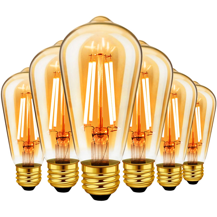 E27 LED Filament Glühbirne, ST64 Gold 6.5W