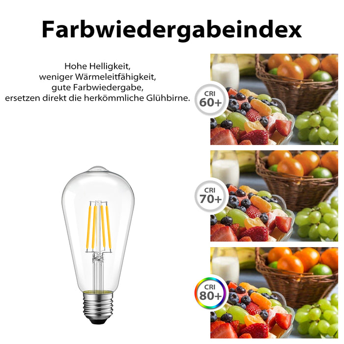 E27 LED Filament Glühbirne, ST64 Klar 7.5W