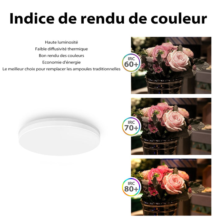 LVWIT Plafonnier LED Rond 18W 1800LM 4000K Blanc Neutre Ø220mm*50mm