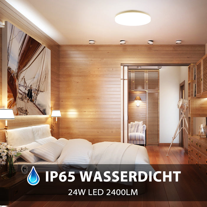 LVWIT Wasserdichte LED Deckenleuchte 24W Ø33cm