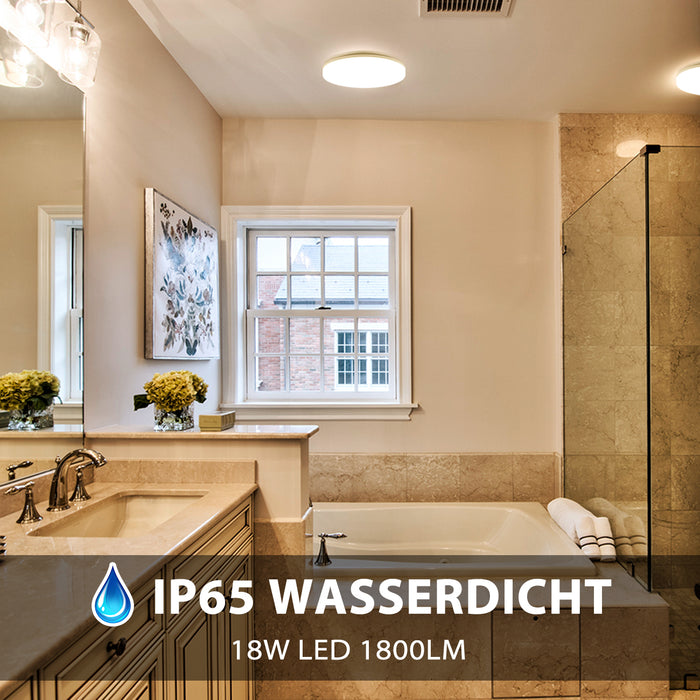 LVWIT Wasserdichte LED Deckenleuchte 18W Ø28cm