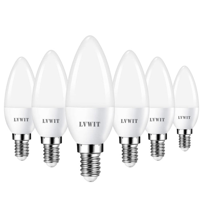 LVWIT Lampadina LED Attacco E14 Forma Candela C37, 6.5W Equivalente a 60W, Luce Bianca Fredda 6500K, Flusso Luminoso 806Lm, Risparmio Energetico, Non Dimmerabile, Pacco da 6 Unità