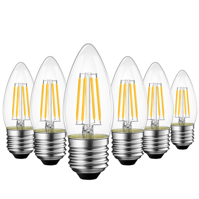 LVWIT E27 Candle Filament Bulb,High 1055Lm,7W 2700K Super Warm White E27 Screw Candle Bulb 75W