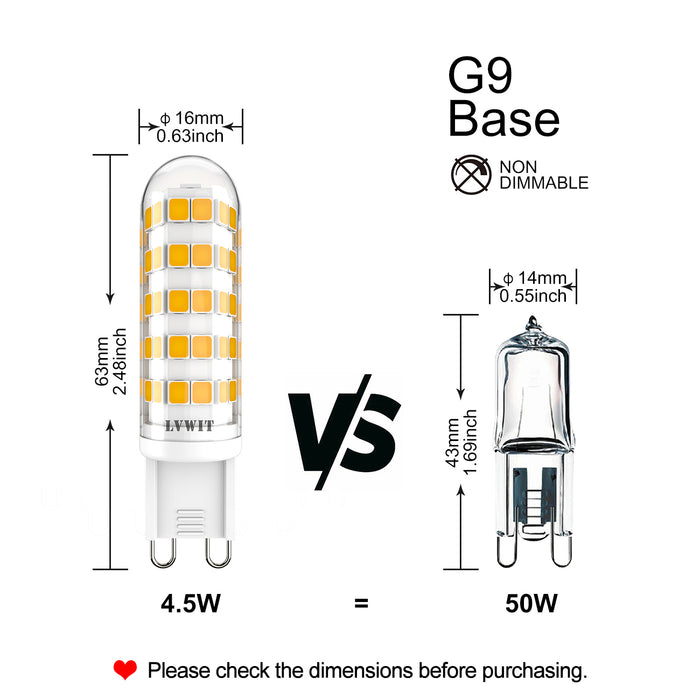 Ampoule LED G9 LED, Non Scintillante 500Lm 3000K