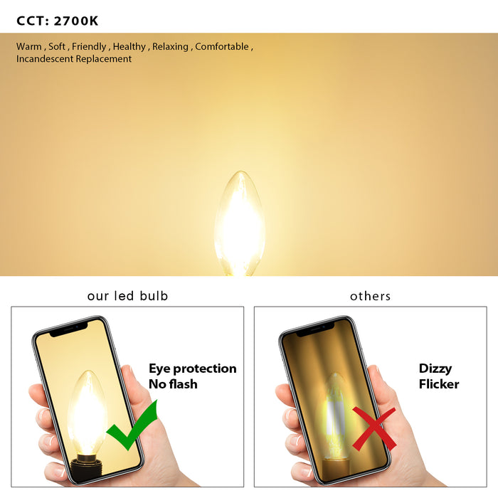 LVWIT E14 Vintage LED Filament Candle Bulbs