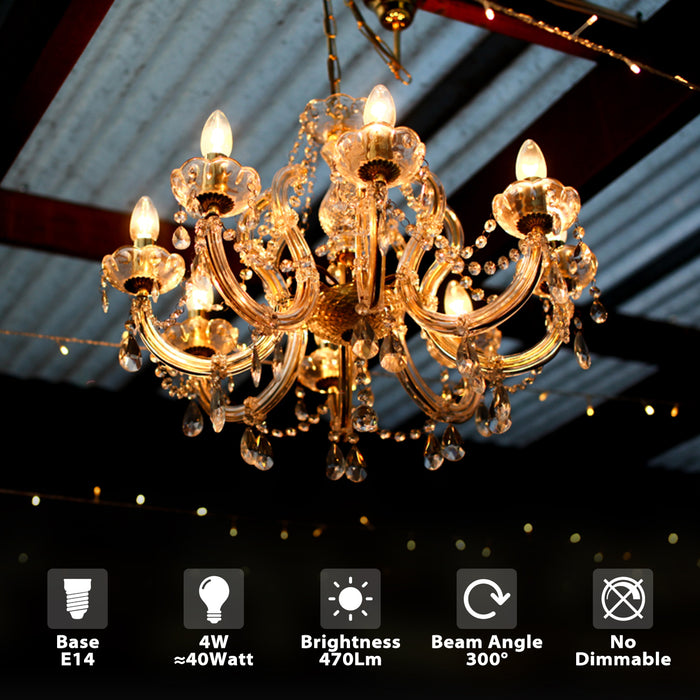 E14 LED Filament Light Bulb for Chandelier 470Lm