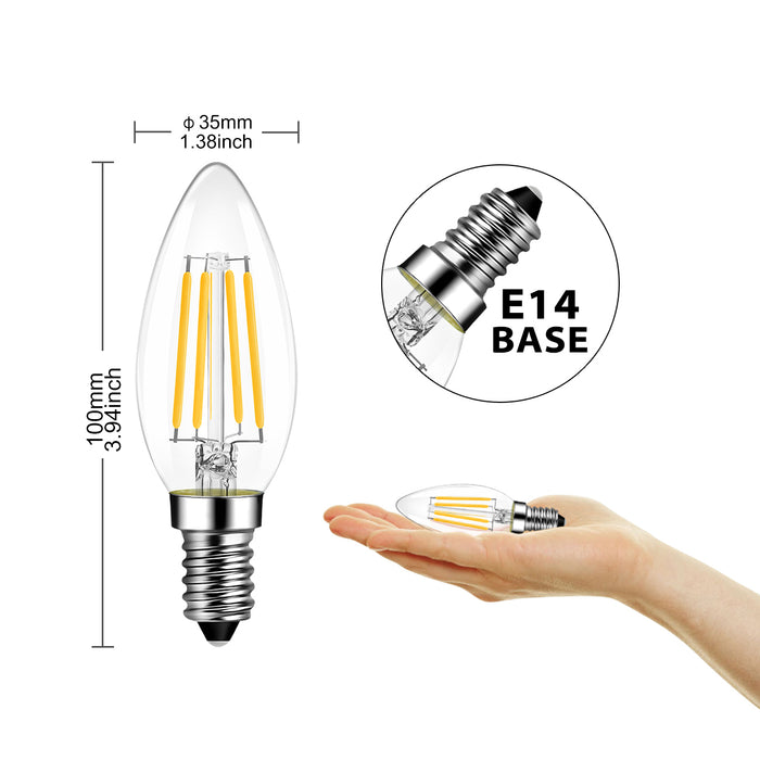 E14 LED Filament Light Bulb for Chandelier 470Lm