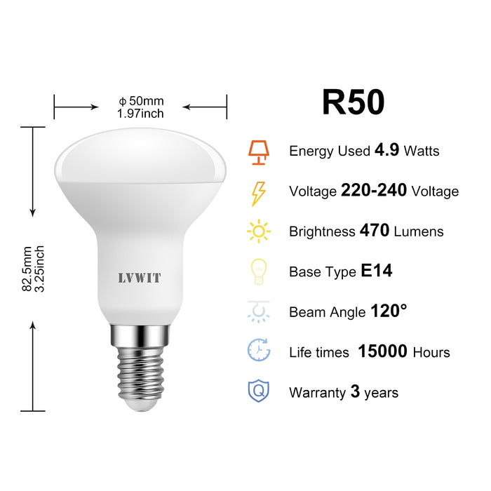 E14 LED Light Bulbs, R50 470Lm