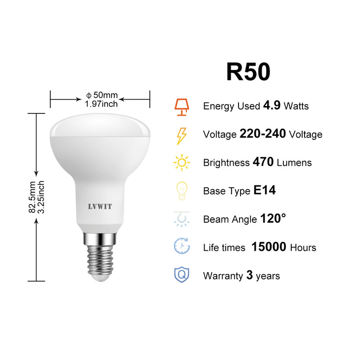 E14 LED Ampoule LED, R50 470Lm 6500K 12U