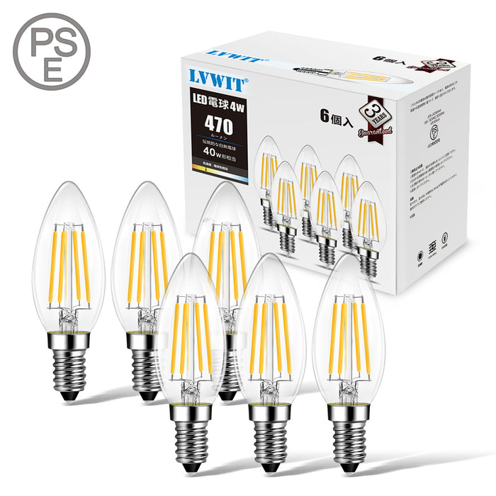 フィラメント電球-led-e12口金-40ｗ形相当-470lm-lvwit-6-per-pack