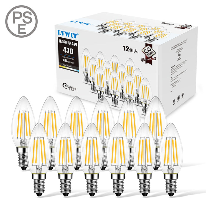 フィラメント電球-led-e12口金-40ｗ形相当-470lm-lvwit-12-per-pack